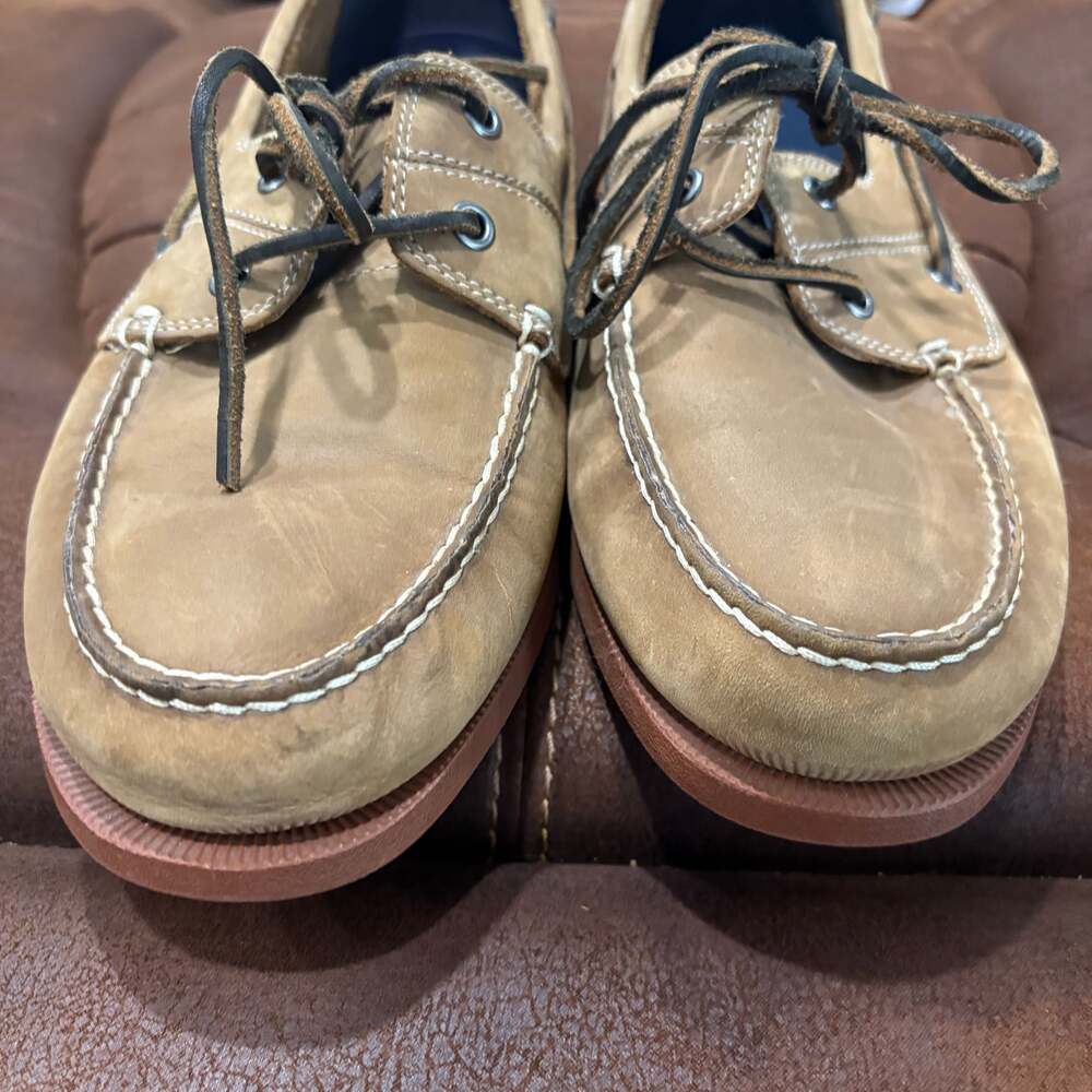 Crown & ivy Boat Shoes, Tan Nubuck Leather, Men's 10 M